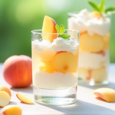 グラスに入ったフレッシュな白桃のデザート