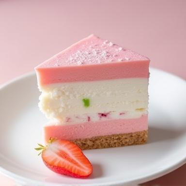 淡いピンク色の桜モンブランの断面